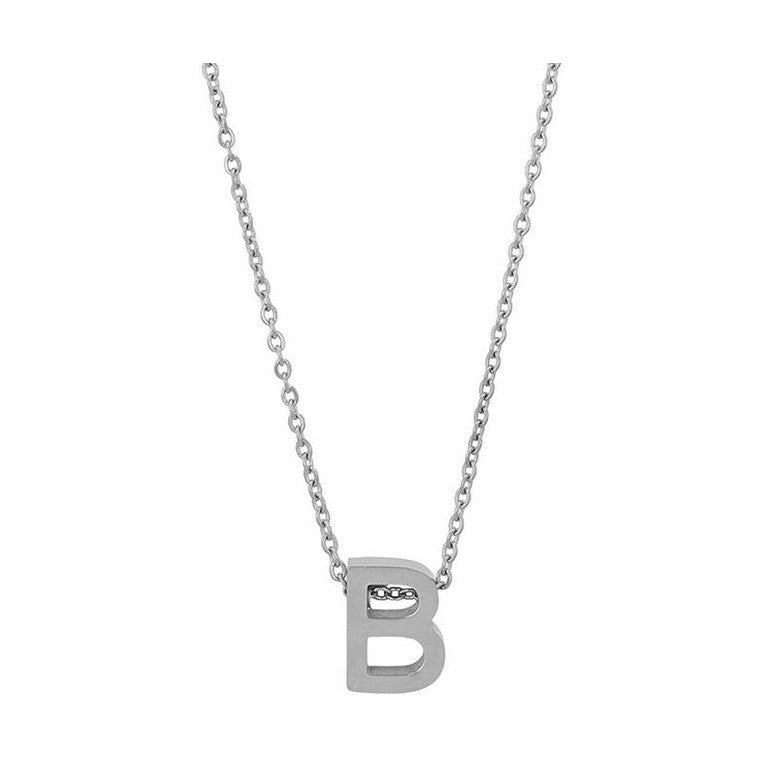 Courrier – Edelstahlkette mit Buchstaben-Anhänger in Silber 45 + 5 cm Foreverengraved