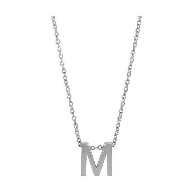 Courrier – Edelstahlkette mit Buchstaben-Anhänger in Silber 45 + 5 cm Foreverengraved