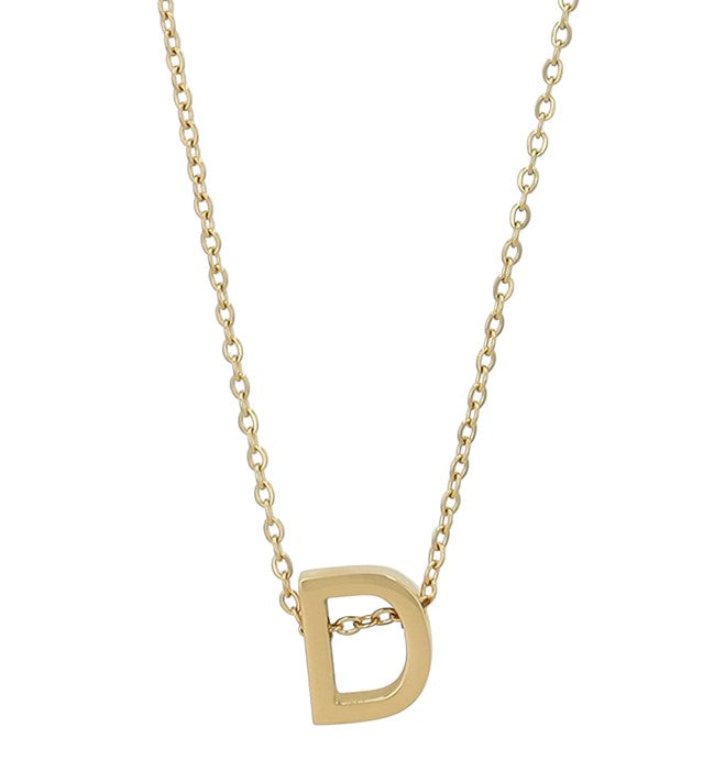 Littri – Edelstahlkette mit Buchstaben-Anhänger in Gold (45 + 5 cm)