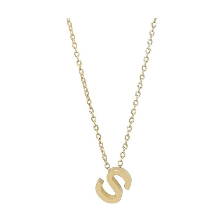 Littri – Edelstahlkette mit Buchstaben-Anhänger in Gold 45 + 5 cm Foreverengraved
