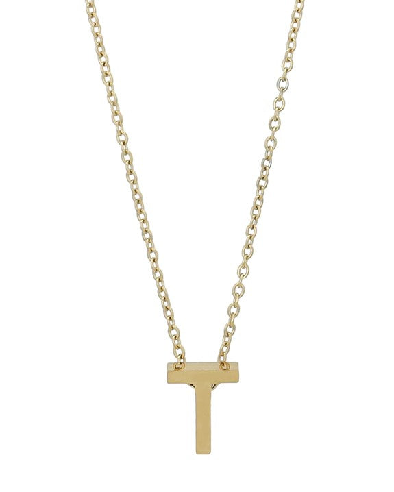 Littri – Edelstahlkette mit Buchstaben-Anhänger in Gold (45 + 5 cm)