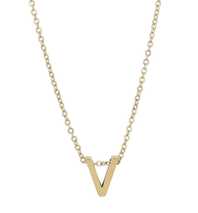 Littri – Edelstahlkette mit Buchstaben-Anhänger in Gold (45 + 5 cm)