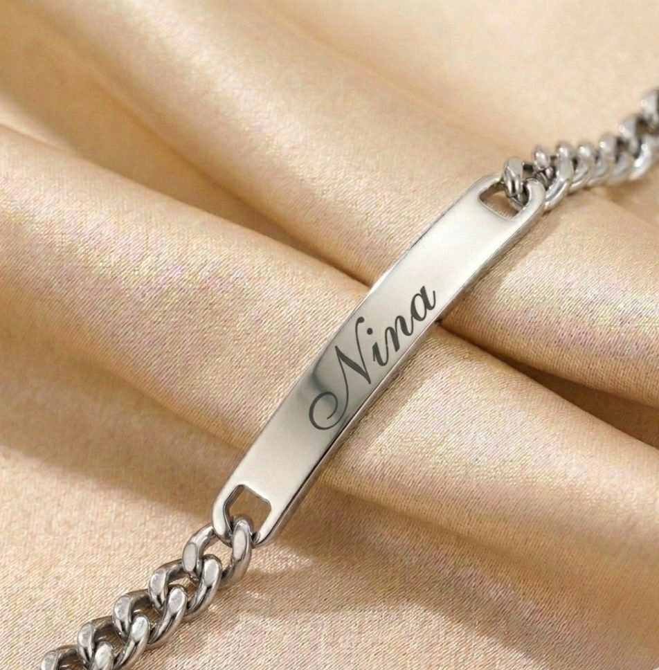 GravuR- Armband breit in Silber mit Namengravur