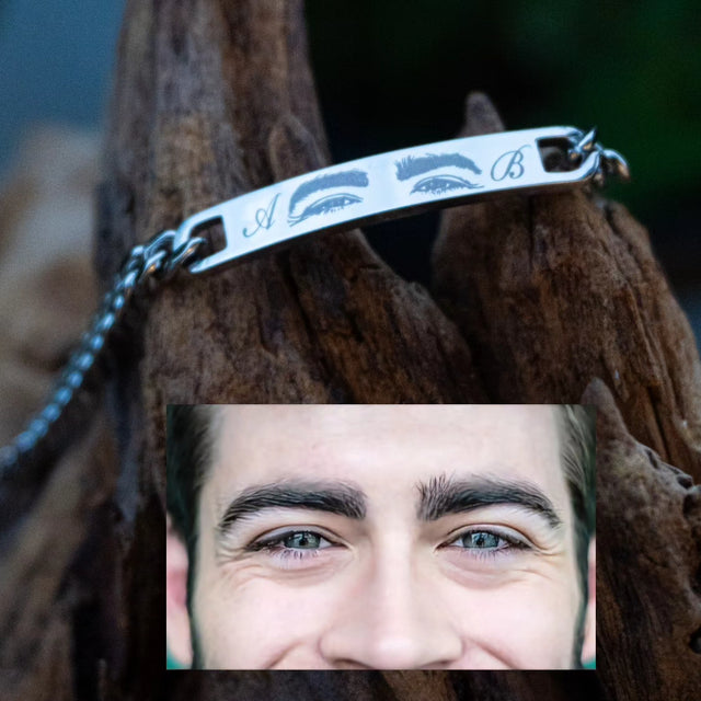Augen-Partnerarmband mit Gravur – 2er Set aus Edelstahl