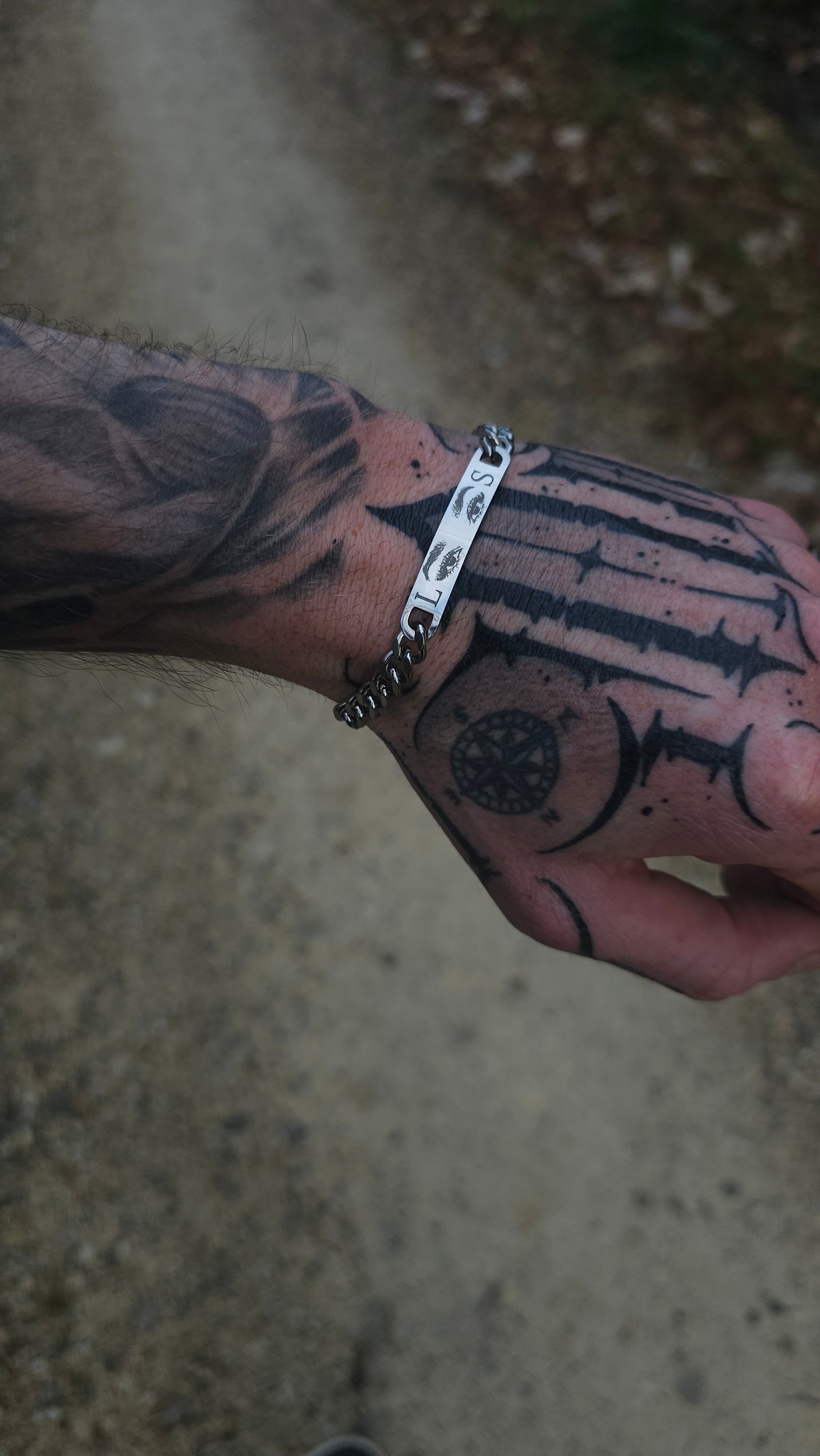 Herren Augen Armband Silber, Hochwertige Augen Gravur