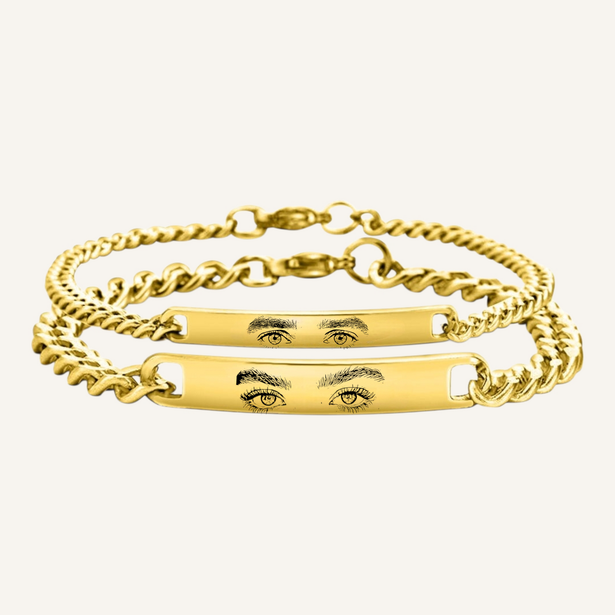 Partnerarmband in Gold mit personalisierter Gravur