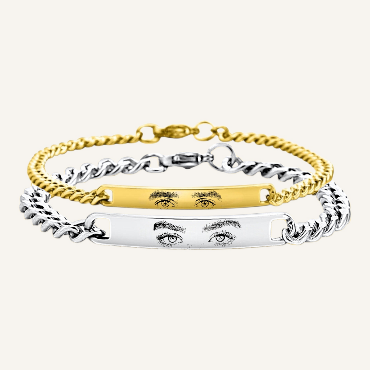 Goldenes Armband mit personalisierter Gravur aus Edelstahl