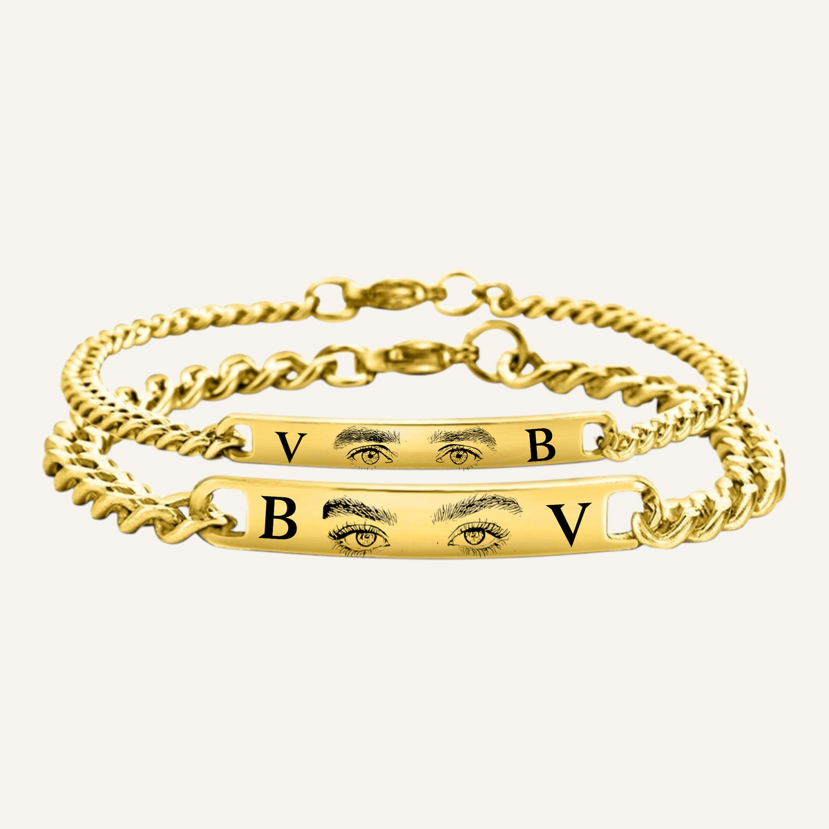 Goldenes Gravurarmband für Paare aus Edelstahl