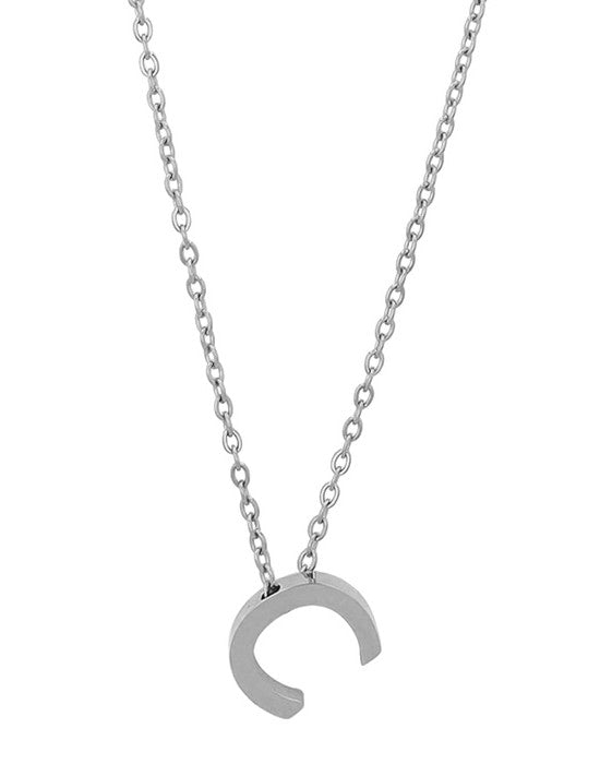 Courrier – Edelstahlkette mit Buchstaben-Anhänger in Silber (45 + 5 cm)