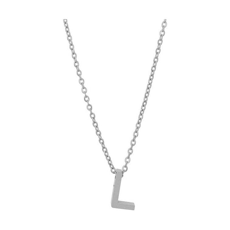 Courrier – Edelstahlkette mit Buchstaben-Anhänger in Silber 45 + 5 cm Foreverengraved