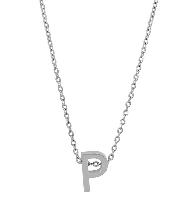 Courrier – Edelstahlkette mit Buchstaben-Anhänger in Silber (45 + 5 cm)