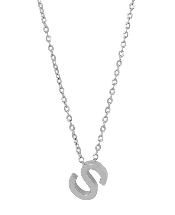 Courrier – Edelstahlkette mit Buchstaben-Anhänger in Silber (45 + 5 cm)