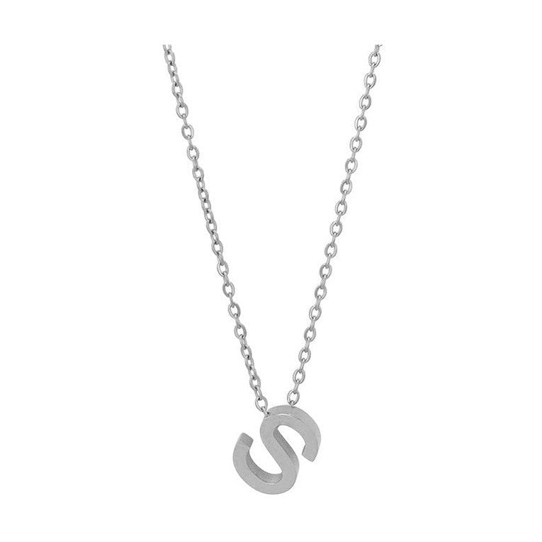 Courrier – Edelstahlkette mit Buchstaben-Anhänger in Silber 45 + 5 cm Foreverengraved