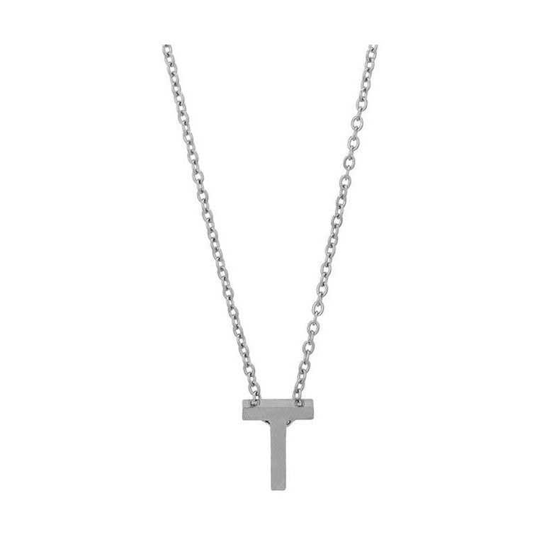 Courrier – Edelstahlkette mit Buchstaben-Anhänger in Silber 45 + 5 cm Foreverengraved
