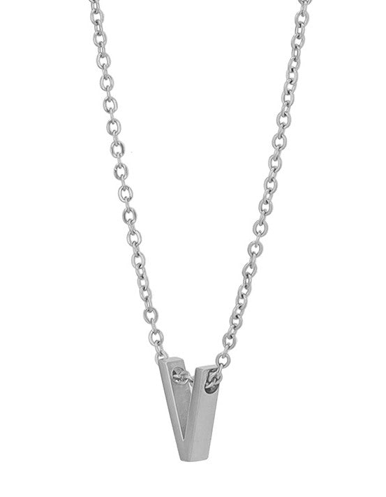 Courrier – Edelstahlkette mit Buchstaben-Anhänger in Silber (45 + 5 cm)