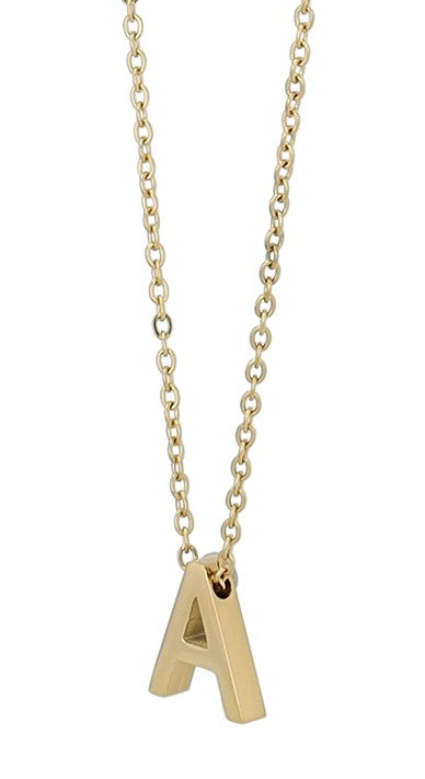 Littri – Edelstahlkette mit Buchstaben-Anhänger in Gold (45 + 5 cm)