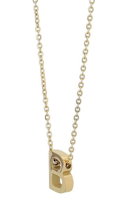 Littri – Edelstahlkette mit Buchstaben-Anhänger in Gold (45 + 5 cm)