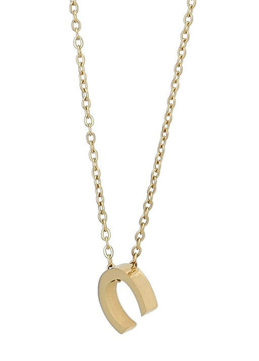 Littri – Edelstahlkette mit Buchstaben-Anhänger in Gold (45 + 5 cm)