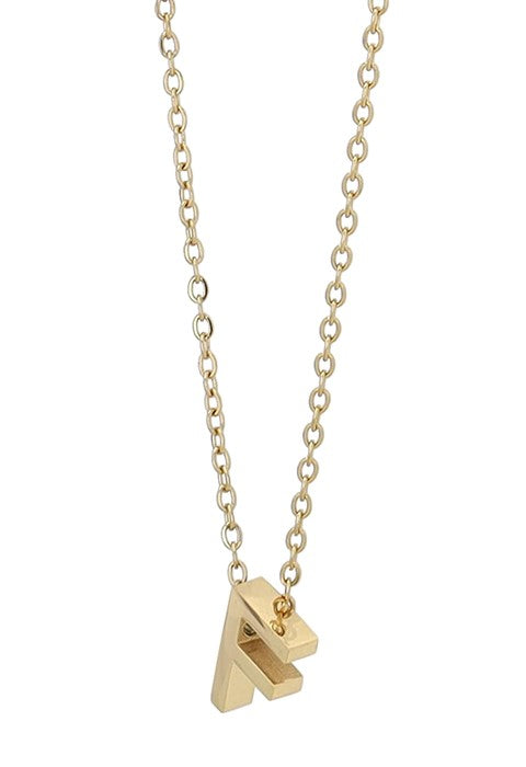 Littri – Edelstahlkette mit Buchstaben-Anhänger in Gold (45 + 5 cm)