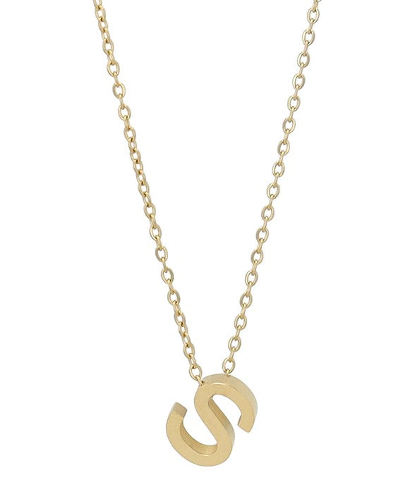Littri – Edelstahlkette mit Buchstaben-Anhänger in Gold (45 + 5 cm)