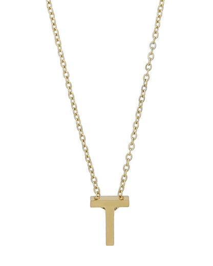 Littri – Edelstahlkette mit Buchstaben-Anhänger in Gold (45 + 5 cm)