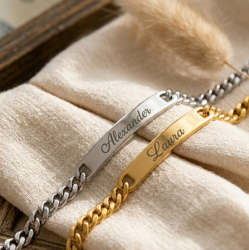 Partnerarmband mit Namen-Gravur – Personalisiertes 2er Set