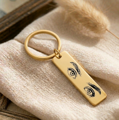 Personalisierter Augen-Schlüsselanhänger aus Edelstahl