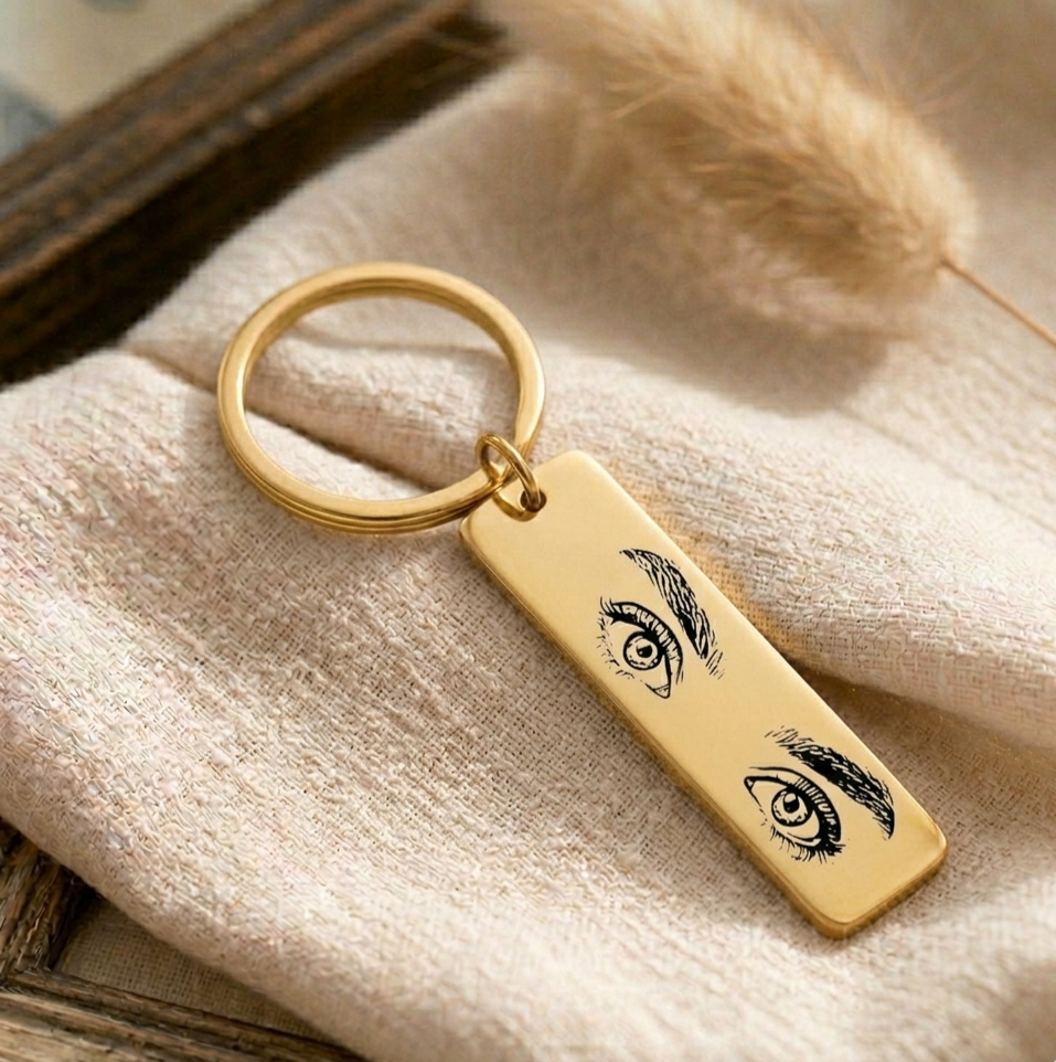 Personalized stainless steel eye keychains