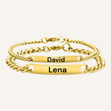 Personalisierte Partnerarmbänder mit Namen-Gravur im 2er Set