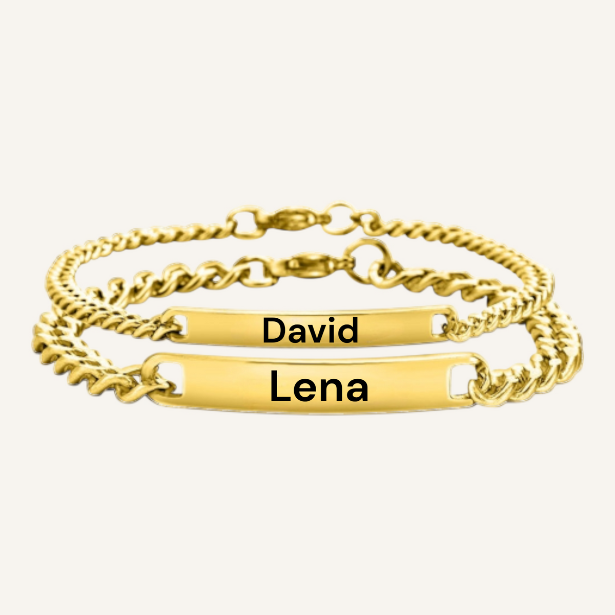 Personalisierte Partnerarmbänder mit Namen-Gravur im 2er Set
