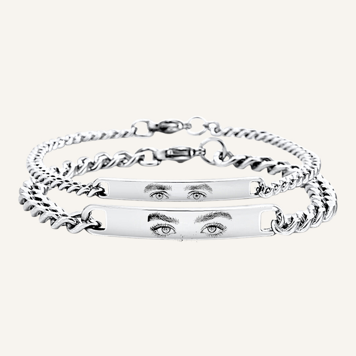 Silbernes Armband mit personalisierter Gravur aus Edelstahl